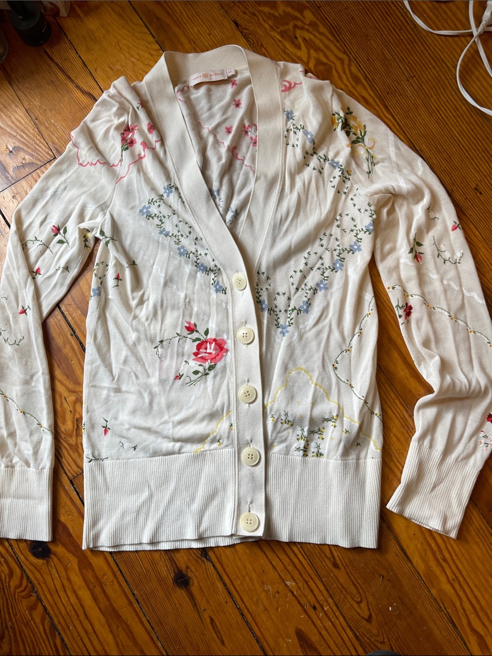 Tory Burch adorable  floral cardigan. Excellent condition size SP